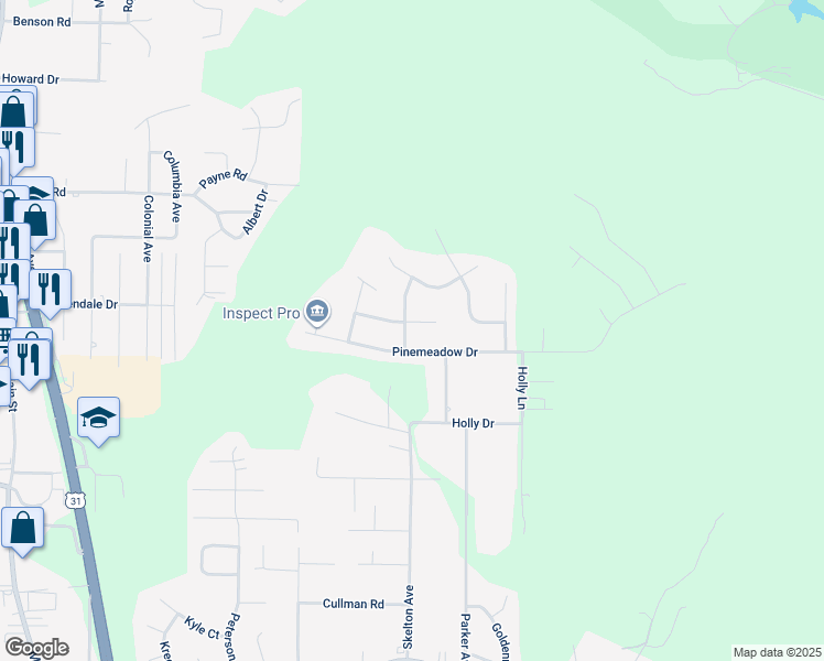 map of restaurants, bars, coffee shops, grocery stores, and more near 880 Pinemeadow Drive in Gardendale