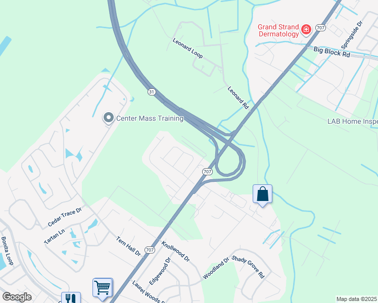 map of restaurants, bars, coffee shops, grocery stores, and more near 246 Seagrass Loop in Myrtle Beach