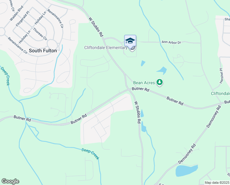 map of restaurants, bars, coffee shops, grocery stores, and more near 6985 Butner Road in College Park