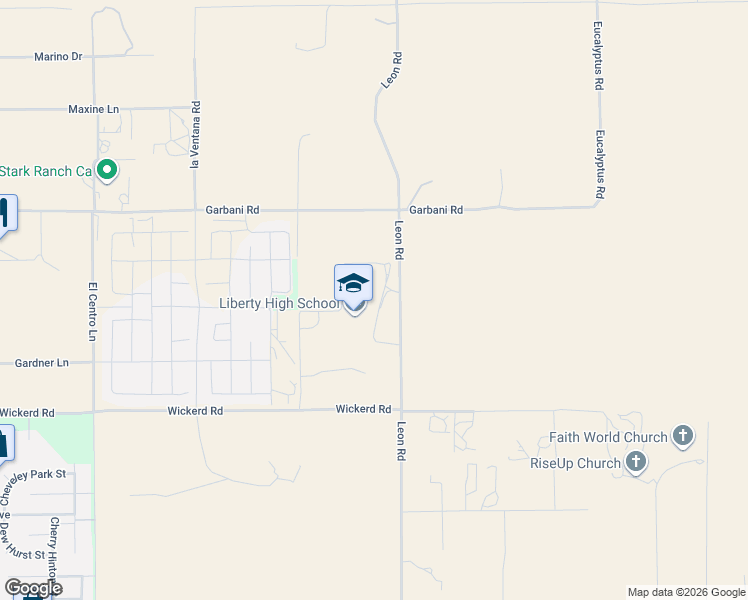 map of restaurants, bars, coffee shops, grocery stores, and more near 32001-32099 Leon Road in Menifee