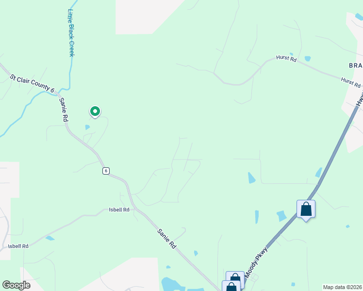 map of restaurants, bars, coffee shops, grocery stores, and more near 5530 Jean Ridge Lane in Odenville