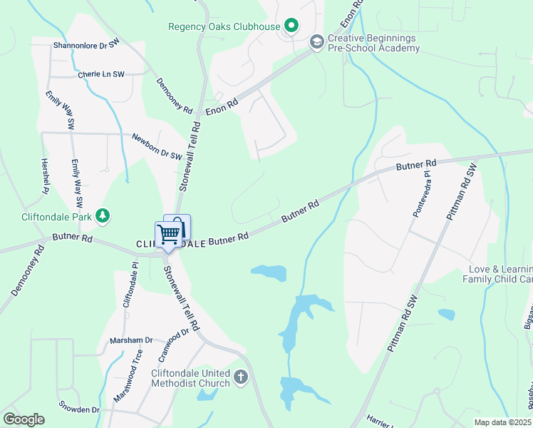 map of restaurants, bars, coffee shops, grocery stores, and more near 6100 Marigold Way in Atlanta