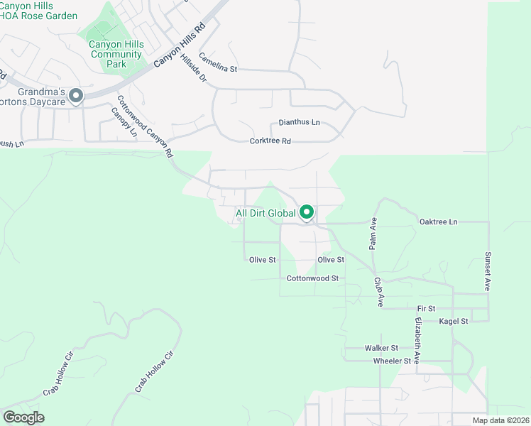 map of restaurants, bars, coffee shops, grocery stores, and more near 24260 Locust Street in Menifee