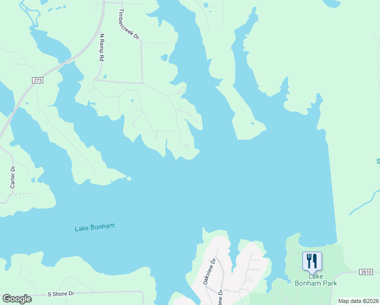 map of restaurants, bars, coffee shops, grocery stores, and more near 8406 Oakridge Drive in Bonham