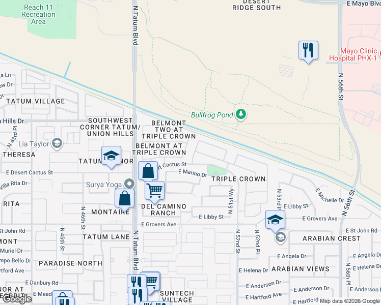 map of restaurants, bars, coffee shops, grocery stores, and more near 18217 North 50th Street in Scottsdale