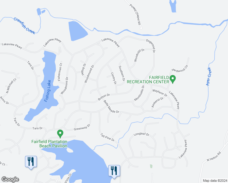 map of restaurants, bars, coffee shops, grocery stores, and more near 5540 Britton Drive in Villa Rica