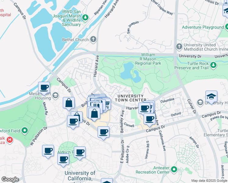 map of restaurants, bars, coffee shops, grocery stores, and more near 8 Menlo Aisle in Irvine