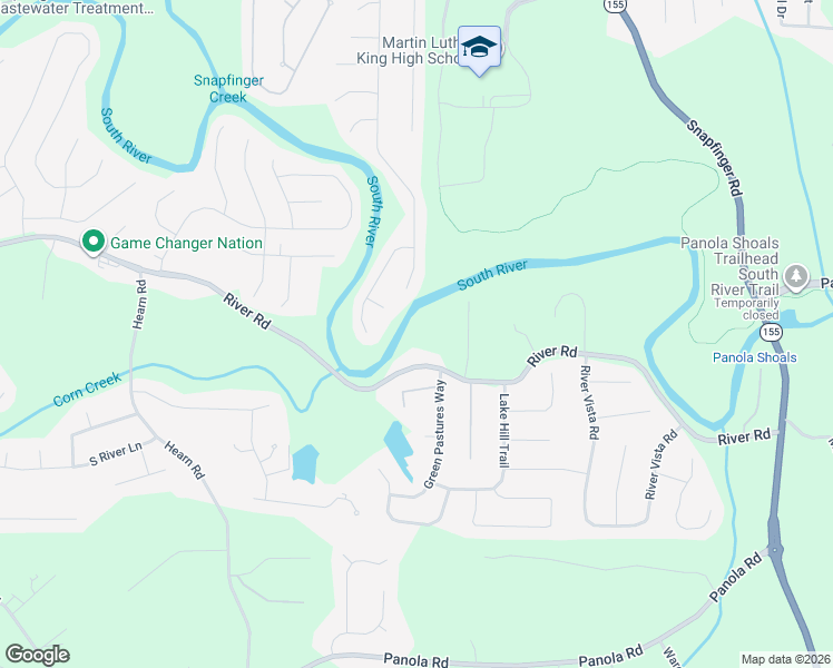 map of restaurants, bars, coffee shops, grocery stores, and more near 5206 River Road in Ellenwood