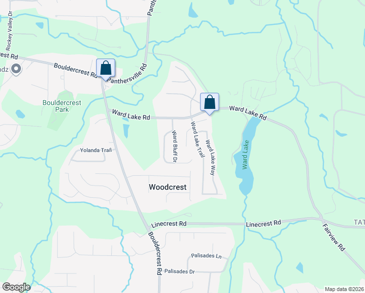 map of restaurants, bars, coffee shops, grocery stores, and more near 2694 Ward Lake Court in Ellenwood