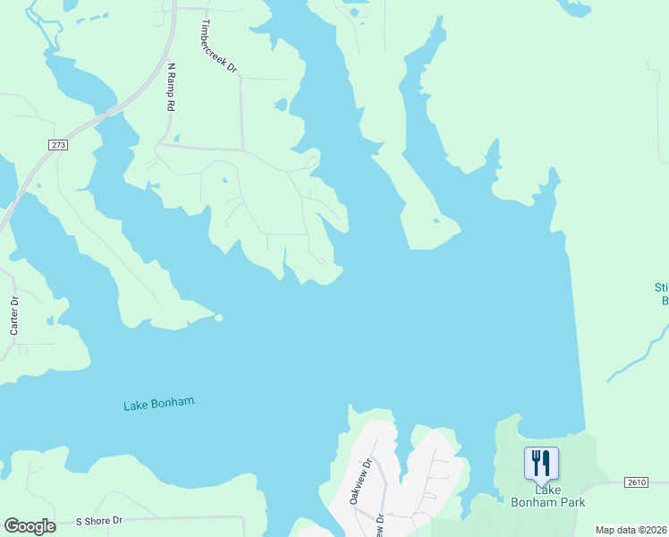map of restaurants, bars, coffee shops, grocery stores, and more near 8406 Oakridge Drive in Bonham