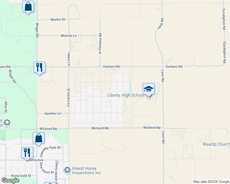 map of restaurants, bars, coffee shops, grocery stores, and more near 32345 Jeter Lane in Menifee