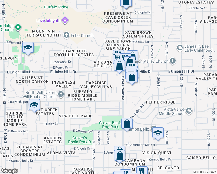 map of restaurants, bars, coffee shops, grocery stores, and more near 2226 East Michigan Avenue in Phoenix