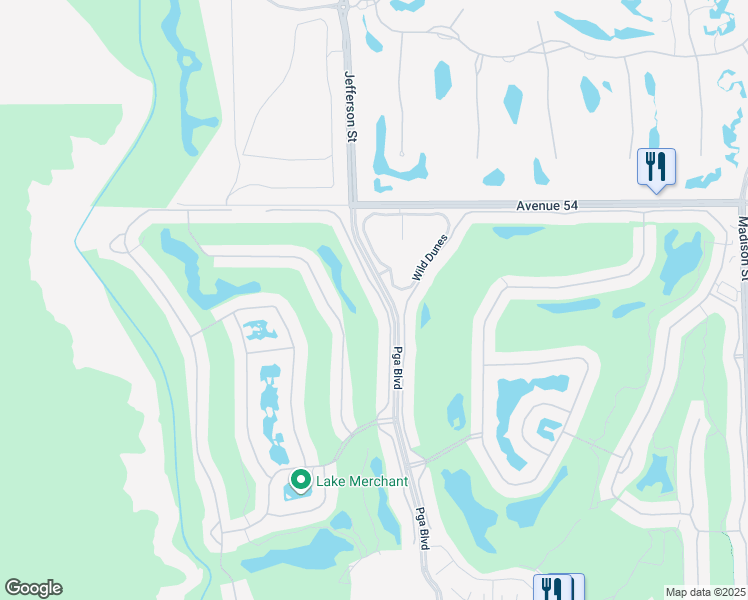 map of restaurants, bars, coffee shops, grocery stores, and more near 54565 Oakhill in La Quinta