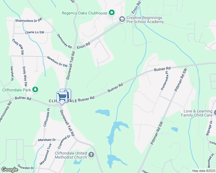 map of restaurants, bars, coffee shops, grocery stores, and more near 6104 Marigold Way in Atlanta