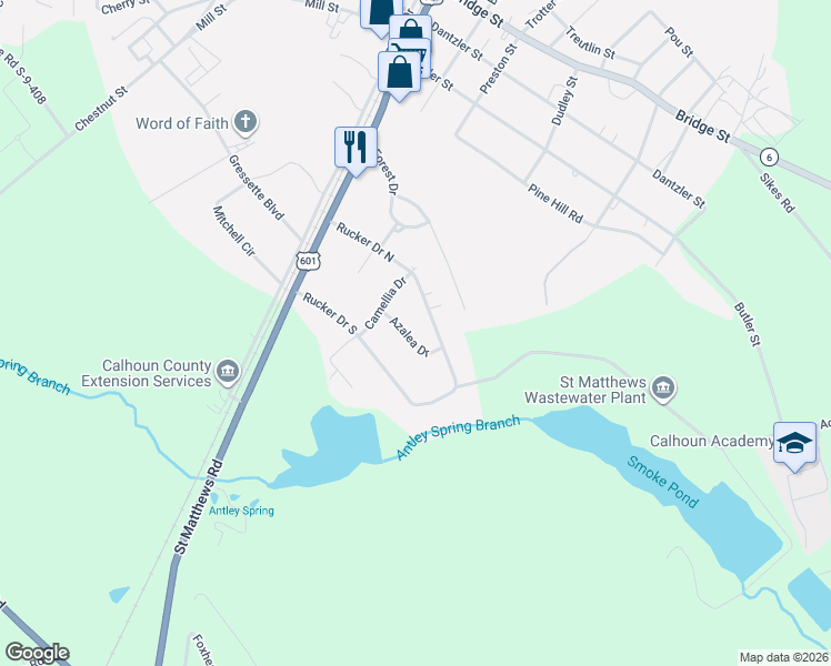 map of restaurants, bars, coffee shops, grocery stores, and more near 110 Azalea Drive in Saint Matthews