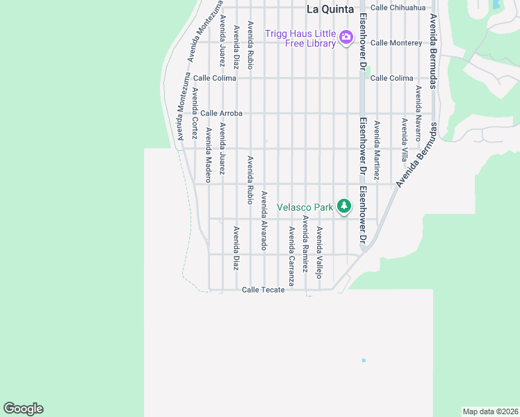 map of restaurants, bars, coffee shops, grocery stores, and more near 54521 Avenue Alvarado in La Quinta