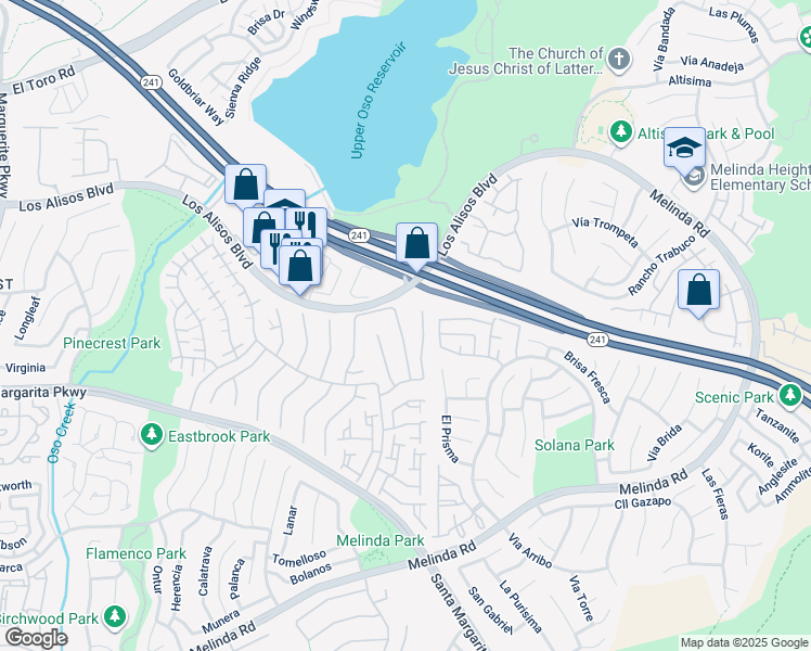 map of restaurants, bars, coffee shops, grocery stores, and more near 21322 Canea in Mission Viejo