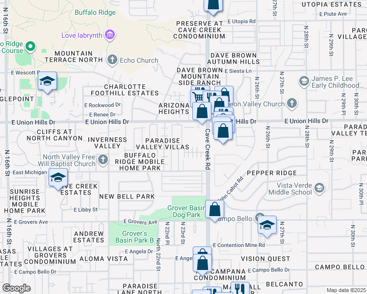 map of restaurants, bars, coffee shops, grocery stores, and more near 2226 East Michigan Avenue in Phoenix
