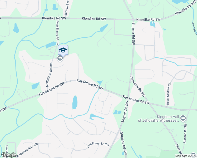 map of restaurants, bars, coffee shops, grocery stores, and more near 2089 Flat Shoals Road Southwest in Conyers