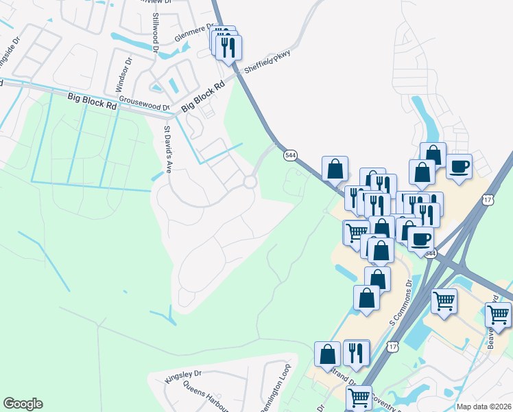 map of restaurants, bars, coffee shops, grocery stores, and more near 1013 Parsons Pond Drive in Myrtle Beach
