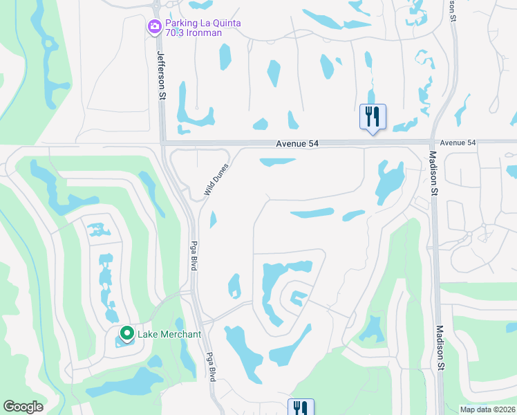 map of restaurants, bars, coffee shops, grocery stores, and more near 54841 Inverness Way in La Quinta