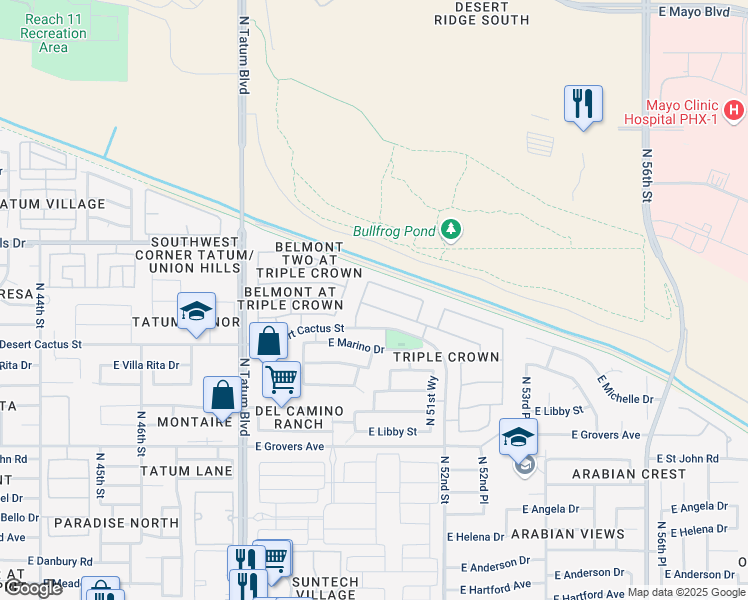 map of restaurants, bars, coffee shops, grocery stores, and more near 18217 North 50th Street in Scottsdale