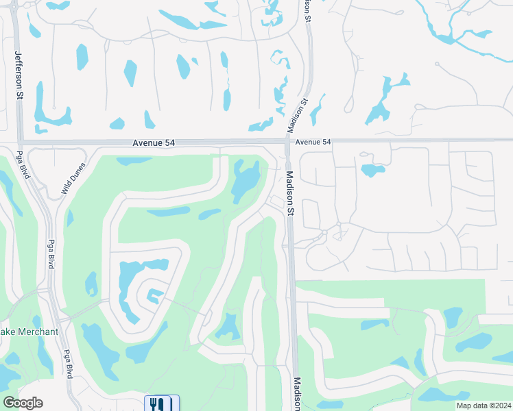 map of restaurants, bars, coffee shops, grocery stores, and more near 54435 Southern Hill in La Quinta