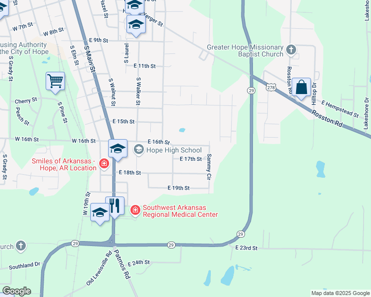 map of restaurants, bars, coffee shops, grocery stores, and more near 406 East 16th Street in Hope