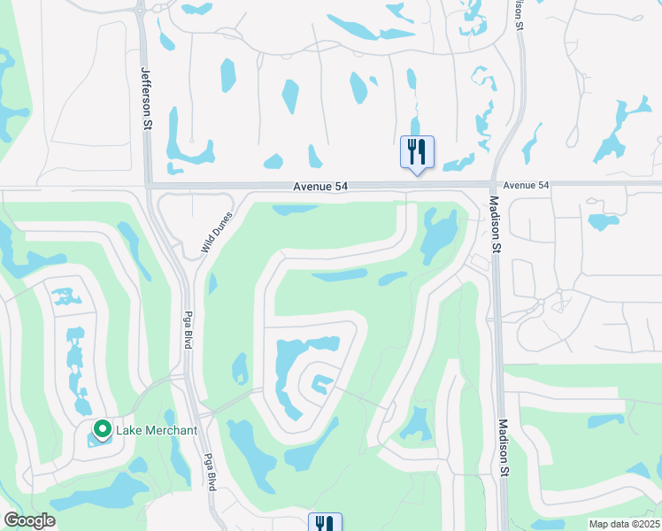 map of restaurants, bars, coffee shops, grocery stores, and more near 54672 Inverness Way in La Quinta