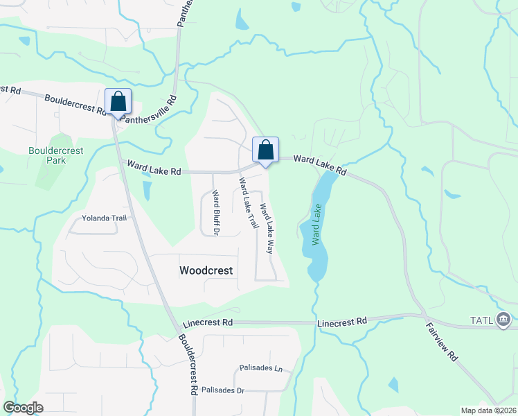 map of restaurants, bars, coffee shops, grocery stores, and more near 2827 Ward Lake Way in Ellenwood