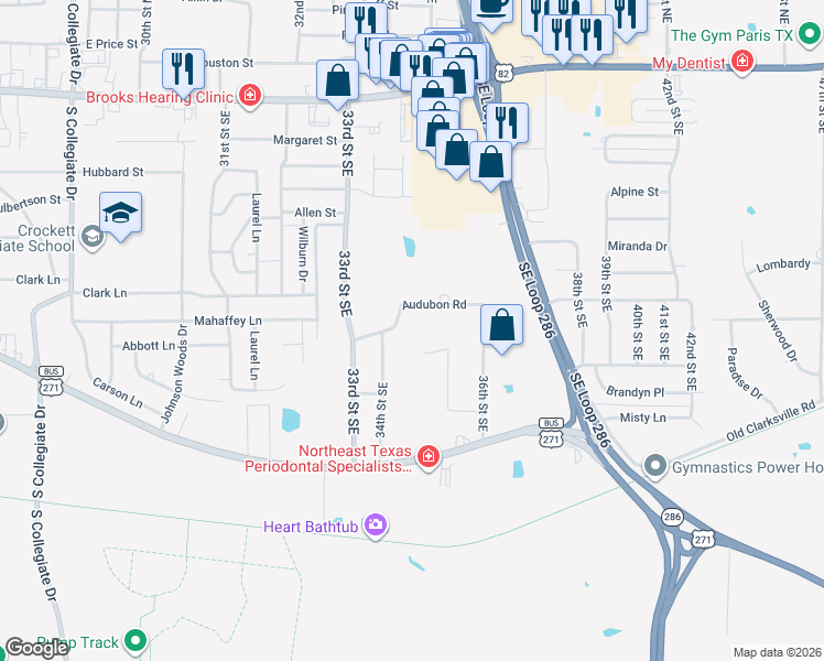 map of restaurants, bars, coffee shops, grocery stores, and more near 3510 Audubon Road in Paris