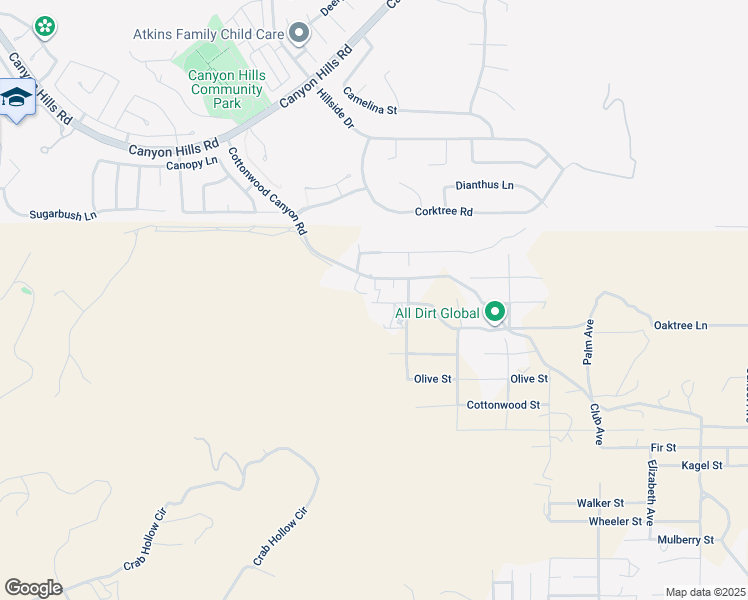 map of restaurants, bars, coffee shops, grocery stores, and more near Coyote Lane in Menifee