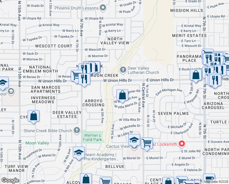 map of restaurants, bars, coffee shops, grocery stores, and more near 230 North 3rd Avenue in Phoenix