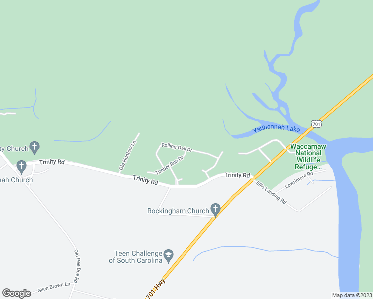 map of restaurants, bars, coffee shops, grocery stores, and more near Rolling Oak Drive in Georgetown County