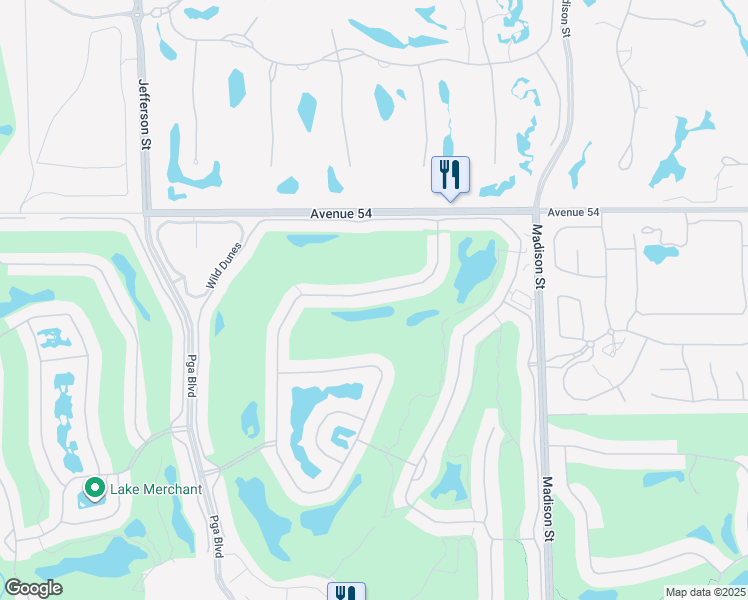 map of restaurants, bars, coffee shops, grocery stores, and more near 54648 Inverness Way in La Quinta