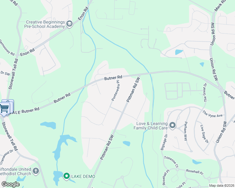 map of restaurants, bars, coffee shops, grocery stores, and more near 3750 Pontevedra Place in College Park