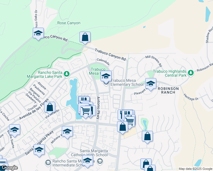 map of restaurants, bars, coffee shops, grocery stores, and more near 21301 Avenida de Las Flores in Rancho Santa Margarita