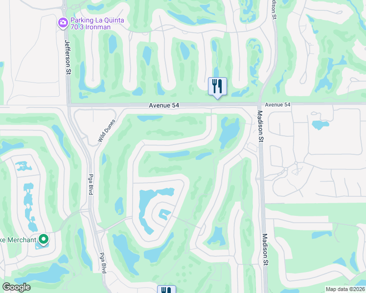 map of restaurants, bars, coffee shops, grocery stores, and more near 54652 Inverness Way in La Quinta