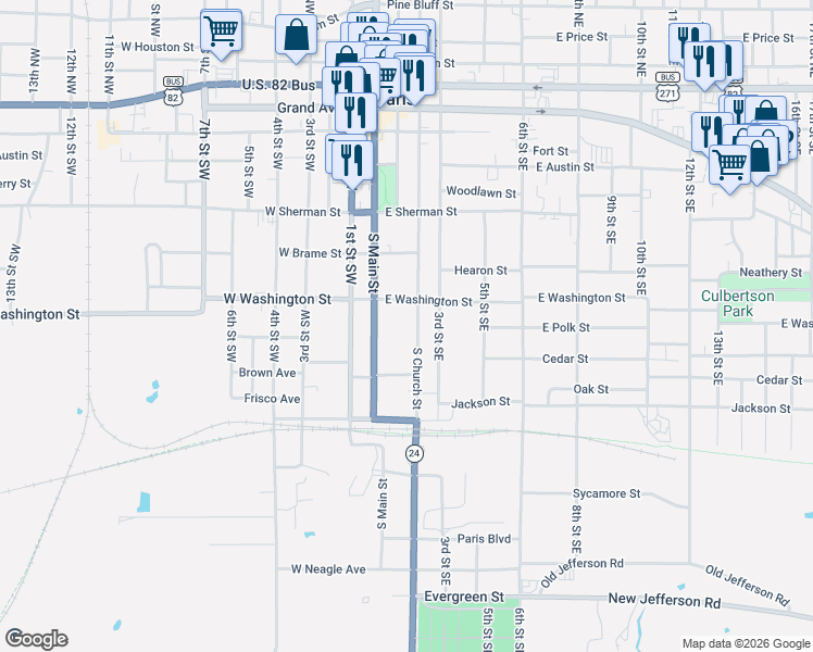 map of restaurants, bars, coffee shops, grocery stores, and more near 854 South Church Street in Paris
