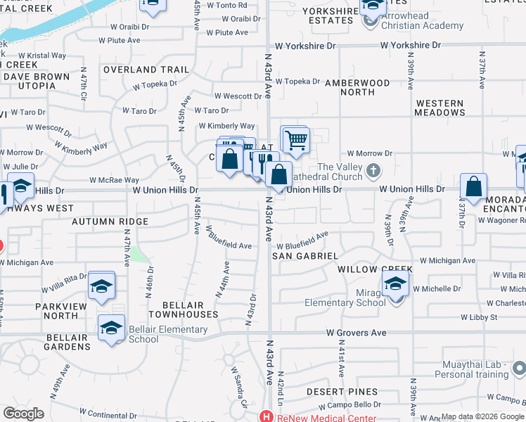 map of restaurants, bars, coffee shops, grocery stores, and more near in Phoenix