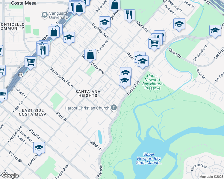 map of restaurants, bars, coffee shops, grocery stores, and more near 337 Reims Lane in Costa Mesa