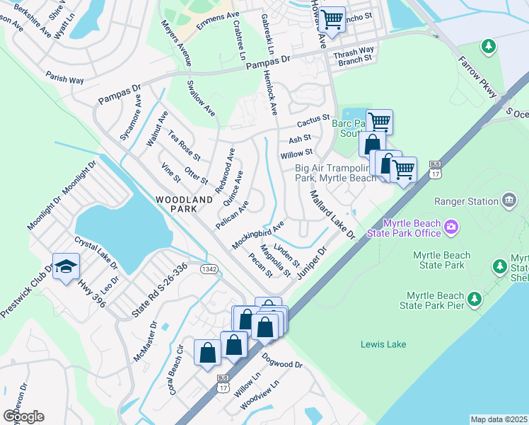 map of restaurants, bars, coffee shops, grocery stores, and more near 3684 Cypress Circle in Myrtle Beach