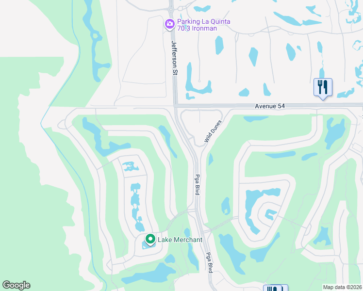 map of restaurants, bars, coffee shops, grocery stores, and more near 54397 Oakhill in La Quinta