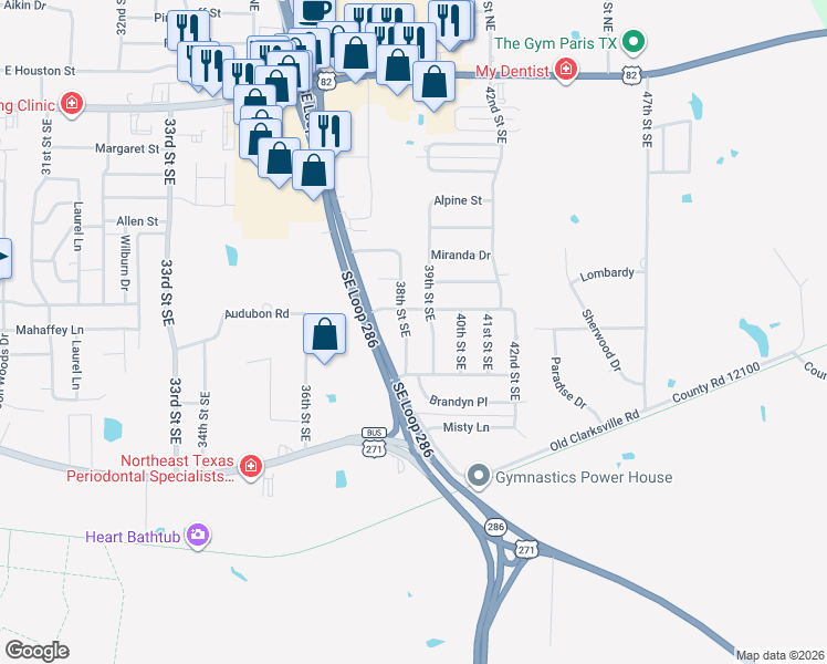 map of restaurants, bars, coffee shops, grocery stores, and more near 810 39th Street Southeast in Paris