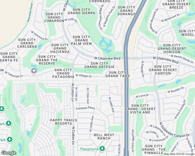 map of restaurants, bars, coffee shops, grocery stores, and more near 18714 North Saltillo Drive in Surprise