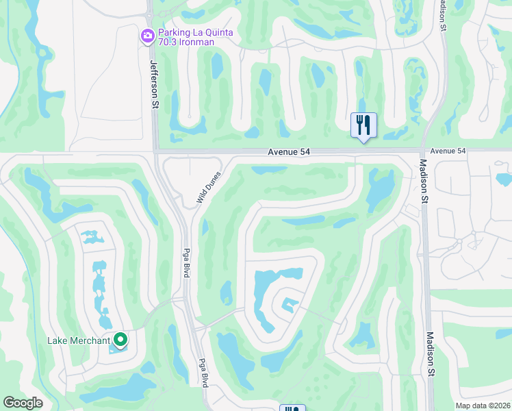 map of restaurants, bars, coffee shops, grocery stores, and more near 54801 Inverness Way in La Quinta