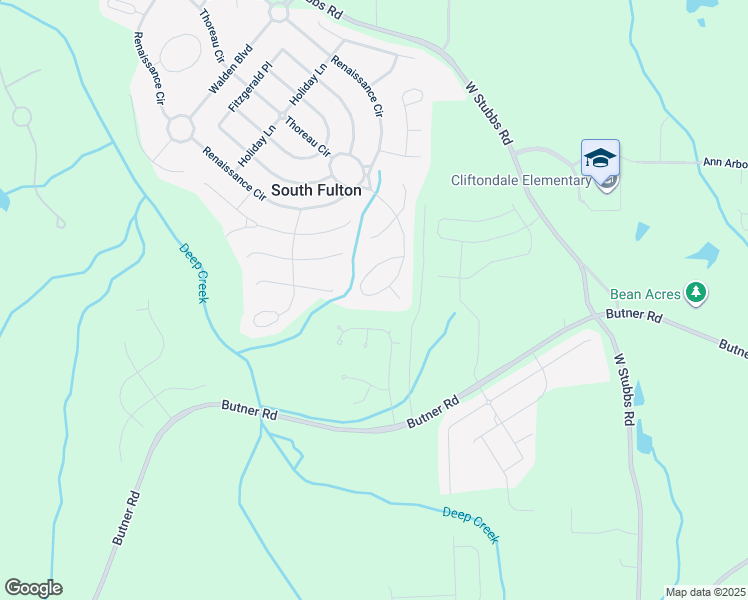 map of restaurants, bars, coffee shops, grocery stores, and more near 7107 Thoreau Circle in Atlanta