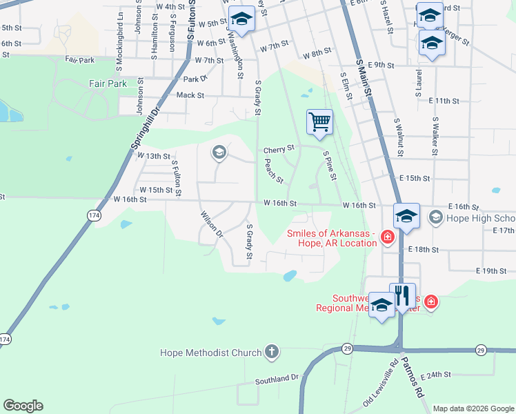 map of restaurants, bars, coffee shops, grocery stores, and more near 702 West 16th Street in Hope