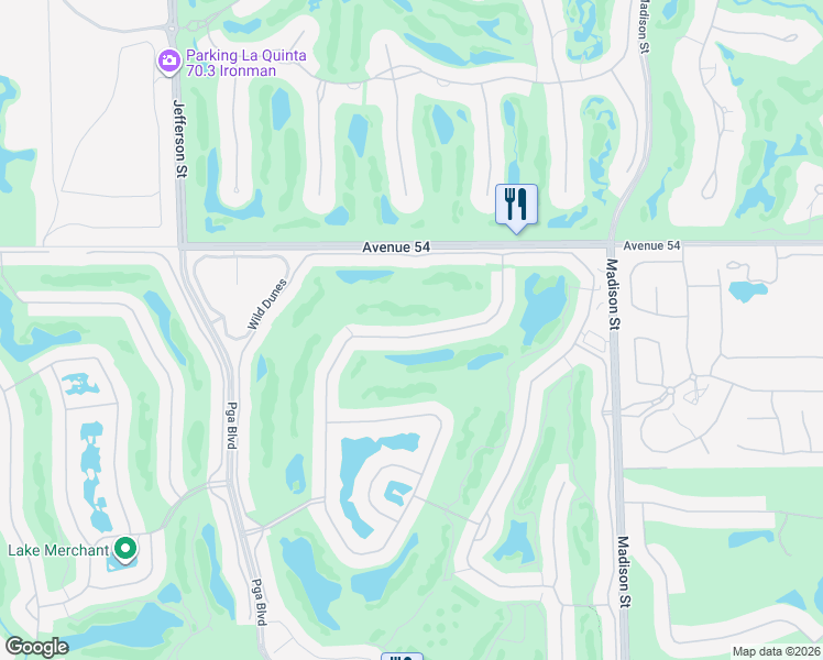 map of restaurants, bars, coffee shops, grocery stores, and more near 54709 Inverness Way in La Quinta