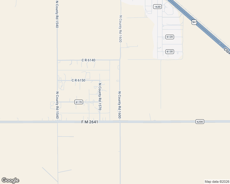 map of restaurants, bars, coffee shops, grocery stores, and more near 5805 County Road 1600 in Shallowater